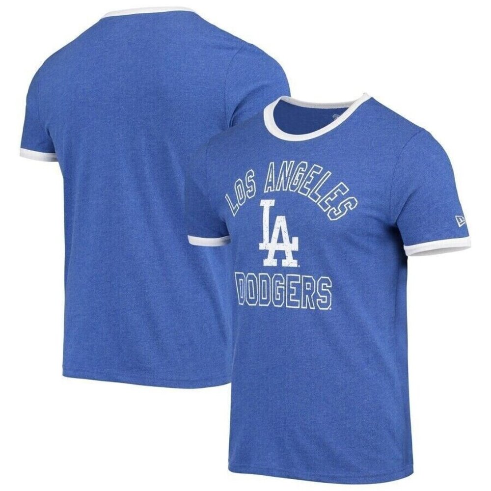 Los Angeles Dodgers New Era Brushed Ringer T-Shirt Heathered Royal Small